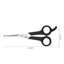 Pet Grooming Scissors Set, Suitable For Dogs And Cats, Round Tip Design, Stainless Steel Material, Can Trim Dog Eyes, Professional Home Pet Grooming Tool - Suitable For Large And Small Animals - Black - View 3