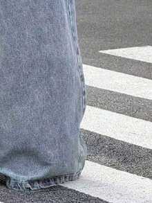 Tween Girl Spring Casual Versatile Daily Wear Wide Leg Denim Jeans With Pockets And Buttons - Blue - View 6