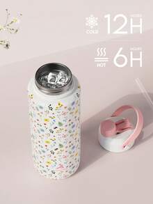 Powcan 40oz 雙層真空保溫不鏽鋼水壺，附 2 合 1 吸管/出水口蓋，防漏、易清洗，適用於汽車杯架、運動、旅行、學校與居家使用 - 40oz白粉印花 - 查看 4