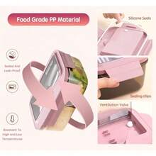 1400ml Microwave Bento Box, 3-Compartment, With Utensils, Suitable For Picnic, Work, School, Camping And Fitness - Multicolor - View 4