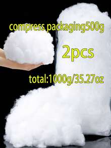 1pc 400g Compressed High-Quality High-Elasticity White Polyester Fiber Filling Cotton, Soft And Fluffy, High-Elasticity Pillow Core Filling Material, Suitable For DIY Dolls And Handmade Pillows, Warm Filling, Christmas Decoration - Multicolor - View 14
