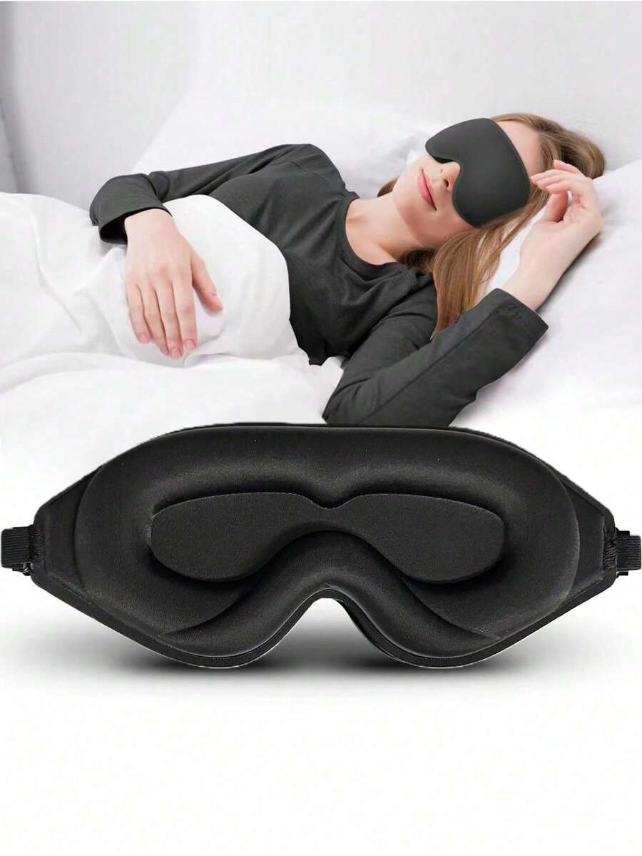 1pc Ultra-Soft 3D Blackout Sleep Mask, Relieves Insomnia, Unisex, Student Nap Travel Eye Mask, Suitable For Long Flights, Deep Sleep, Business Trips, Yacht Travel, Essential Back-To-School Rest Accessory - Multicolor - View 1