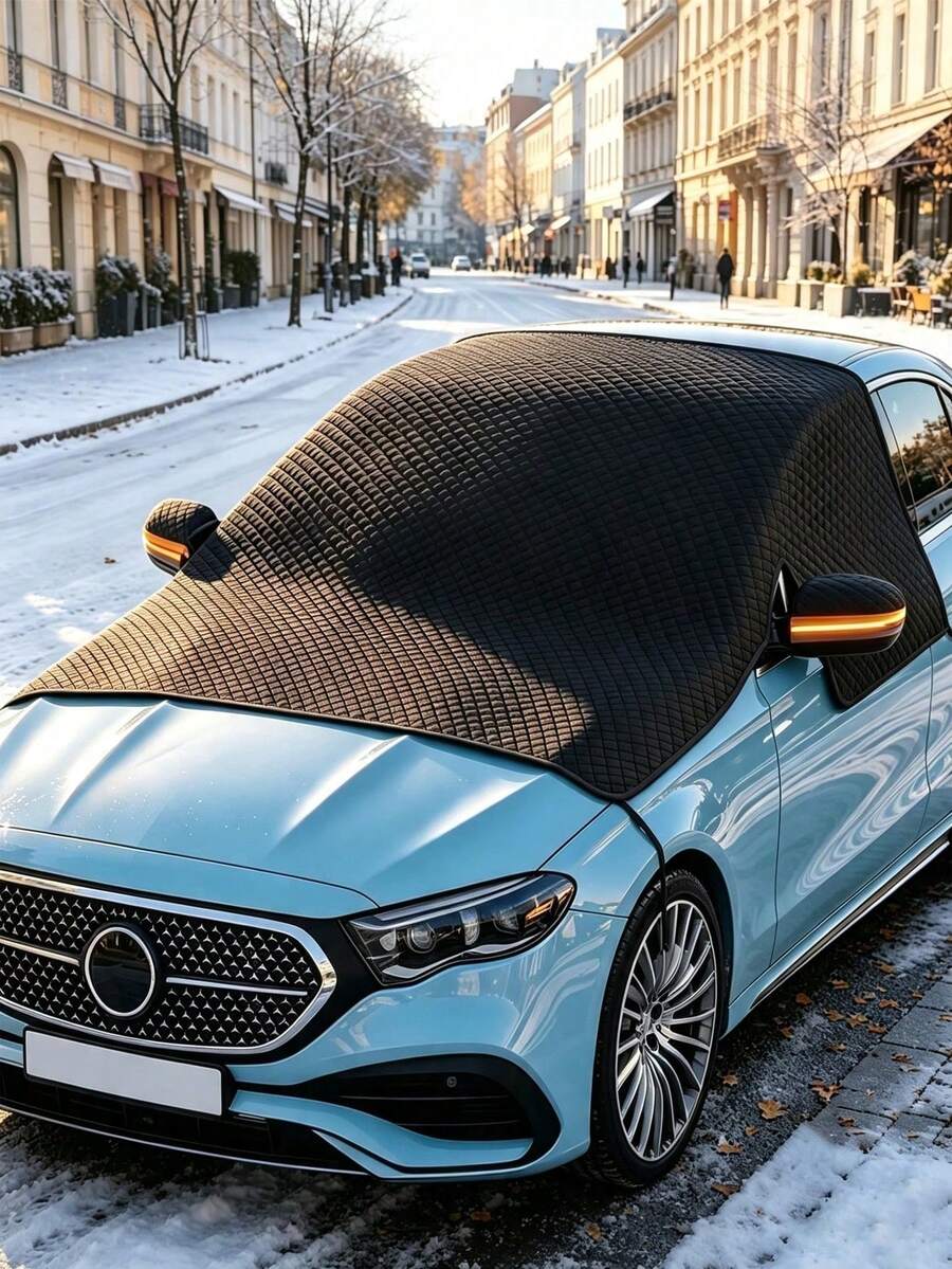 Car Windshield Snow Cover, 6 Built‑In Magnets Car Front Window Frost Ice Sun Shade Protector, All‑Weather Waterproof Anti‑Snow Anti‑Dust Sun UV Protection Windshield Cover With Mirror Cover For Most Cars Sedan SUV