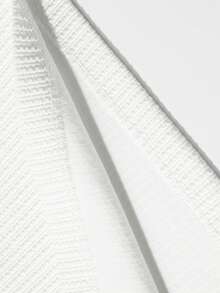 Blueprint Man 1pc Men's White Long Sleeve T-Shirt, Vertical Ribbed Ribbed Texture Fabric, 260g/M² Heavyweight Fabric, Minimalist Pullover T-Shirt, Crew Neck With Small V-Neck Detail, Solid Color Minimalist Style, Daily Commute, Casual Outings, Old Money Style - White - View 10