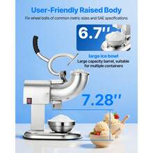 Ice Crusher Machine, 440lbs Per Hour Electric 4 Blades Snow Cone Maker, All Stainless Steel Shaved Ice Machine With Bowl And Cover, 350W 1400RPM Ice-Shaver For Home And Commercial Use, Silver - 350W 1400RPM - View 3