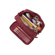 1 Double-Layer Large Capacity Pencil Case - Portable Travel Cosmetic Storage Bag With Multi-Layer Compartments, Highly Attractive Pencil Stationery Storage Box, Available In Multiple Colors, Back-To-School Essential, Handheld Pencil Pouch - Double-layer Pencil Case - View 10