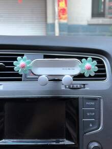 Cute Bowknot Strawberry Car Phone Holder, Gravity Sensing Air Vent Navigation Mount, Girly Car Interior Decor - Stand - View 6