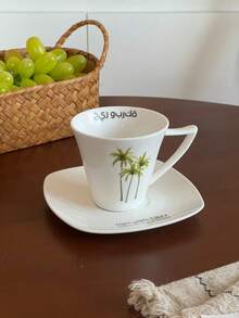 1pc Ceramic Coffee Cup And Saucer, Suitable For Daily Home, Kitchen, Restaurant, Cafe, Office; Perfect For Espresso And Arabic Coffee. Saudi Style Coffee Cup, Ideal For Afternoon Tea, Cafe And Kitchen - Perfect Gift. - Multicolor - View 6