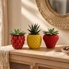 1PC Fresh Pastoral Style Plastic Flower Pot Self-Contained Realistic Texture 3D Fruit Pattern Exquisite And Cute Shape Suitable For Desktop Succulent And Air Plant Placement Easy And Versatile - Multi-color - View 9