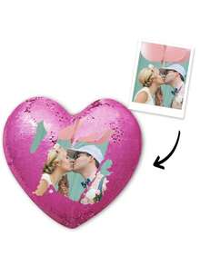 Custom Personalized Sequin Heart Throw Pillow - Photo Reversible Magic Pillow - Unique Gift For Couples, Family, Baby - Home Decor, Sofa, Bedroom, Valentine's Day, Anniversary - Multicolor - View 15