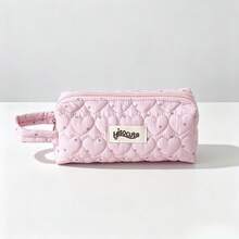 Unique Heart Polka Dot Handheld Pencil Case, Portable Minimalist Stationery Bag With Large Capacity Design, Suitable For Students To Store Various Learning Supplies And Small Items, Easy To Organize And Maintain For Daily Use And Office Desk Clutter - A - View 12