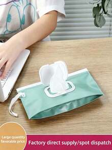Solid Color Portable Wet Wipes Storage Bag, Super Convenient For Hanging On Strollers, Press-To-Open Lid For Moisture Lock And Dust Protection, A Great Helper For Outings With Kids! - Multicolor - View 3