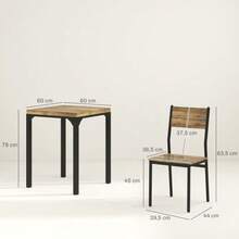 3-Piece Dining Set, Dining Table Set, 1 Table, 2 Chairs, MDF+Metal, Brown - 鄉村棕色 - 查看 5
