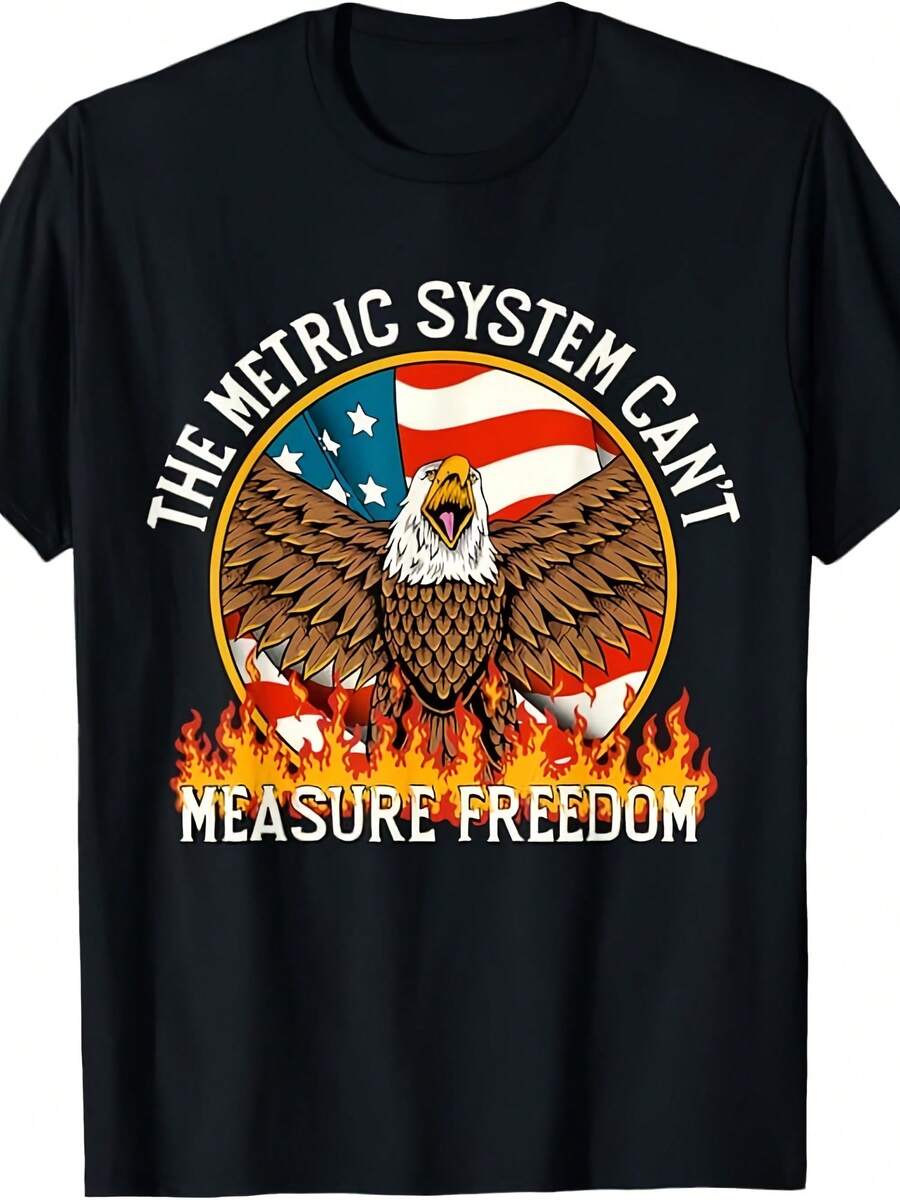 The Metric System Can't Measure Freedom Eagle USA Flag Meme T-Shirt - 款式 - 查看 1