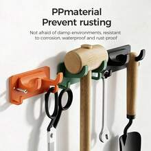 Multifunctional Wall-Mounted Tool Hooks PP Waterproof Rust-Proof Garage Garden Storage Rack Thickened Upper And Lower Hanging Rack Shovel Hammer Cup Kitchen Storage Hooks - View 2