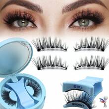 Beginner‑Friendly 1 Pair 6-14mm Magnetic False Eyelashes, Reusable Strip Lashes Complete Kit With Applicator Tool & Mirror‑Included Portable Case - Black - View 6