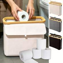Baofeng 1pc Toilet Paper Storage Basket With Lid, Laundry Basket Bathroom Storage Rack, Easy Install Toilet Paper Holder, Home Kitchen Bathroom Accessories Storage Rack Toilet Paper Storage Box, Halloween, Christmas, Autumn Bathroom Accessories - Multicolor - View 2