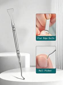 1/3/6pcs Double-Ended Stainless Steel Cuticle Pusher, Flat Blade And Nail Pick, Manicure & Pedicure Nail Groove Cleaning Tool, Suitable For Fingernail And Toenail Care - Silver - View 8