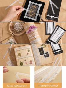 禮盒 DIY 剪貼簿相簿，牛皮紙相簿，A5 尺寸，60 頁，DIY 紀念手冊禮物，適用於 DIY 結婚、生日、聖誕節、家庭 DIY 剪貼簿，生日禮物，畢業禮物，收藏紀念禮物 - 套裝 - 查看 4