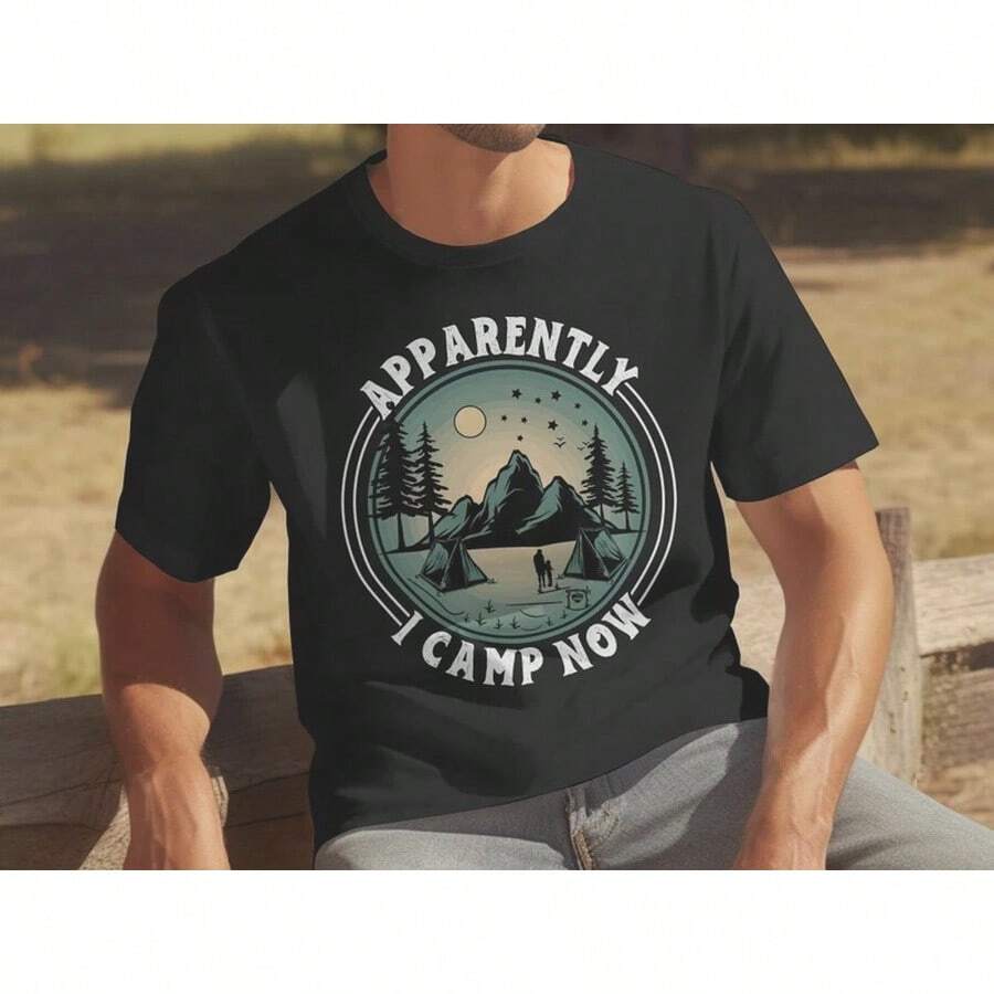 Funny Camper Shirt, Apparently I Camp Now, Camping Gift For Men And Women - 黑色 - 查看 1