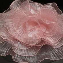 2 Yard Pleated Organza White Black Large Wave Ruffle Lace Trim - Pink - View 2