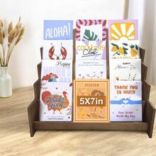4-Tier Wooden Card Holder Greeting Card Display Stand For Retail, Postcards Z - Star - View 9