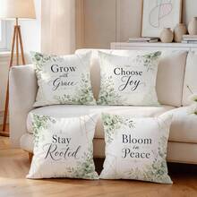 4pcs/1pc Eucalyptus Inspirational Text Pattern Pillow Case Without Insert, Single-Sided Printed Pillow Case, Suitable For Living Room Bedroom Home Decor, All Season Pillow Case - Multicolor - View 7