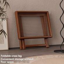 Foldable Bamboo Sofa Side Table, X-Leg Portable Side Table With Detachable Snack Tray Desktop, Space-Saving Folding Coffee Table, Suitable For Small Spaces, Can Hold Drinks, Snacks And Laptop, Practical Home Decor, Suitable For Living Room, Bedroom, Balcony And Bedside Use - Multicolor - View 6