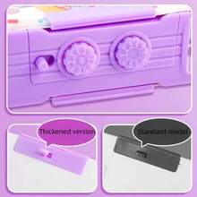Cute Rabbit Purple Code Pencil Case, Multi-Functional Lockable Pencil Box, Children's Learning Storage Box, Erasable Whiteboard Design, Pink Cartoon Pencil Case, Comes With Erasable Whiteboard Marker - Multicolor - View 8