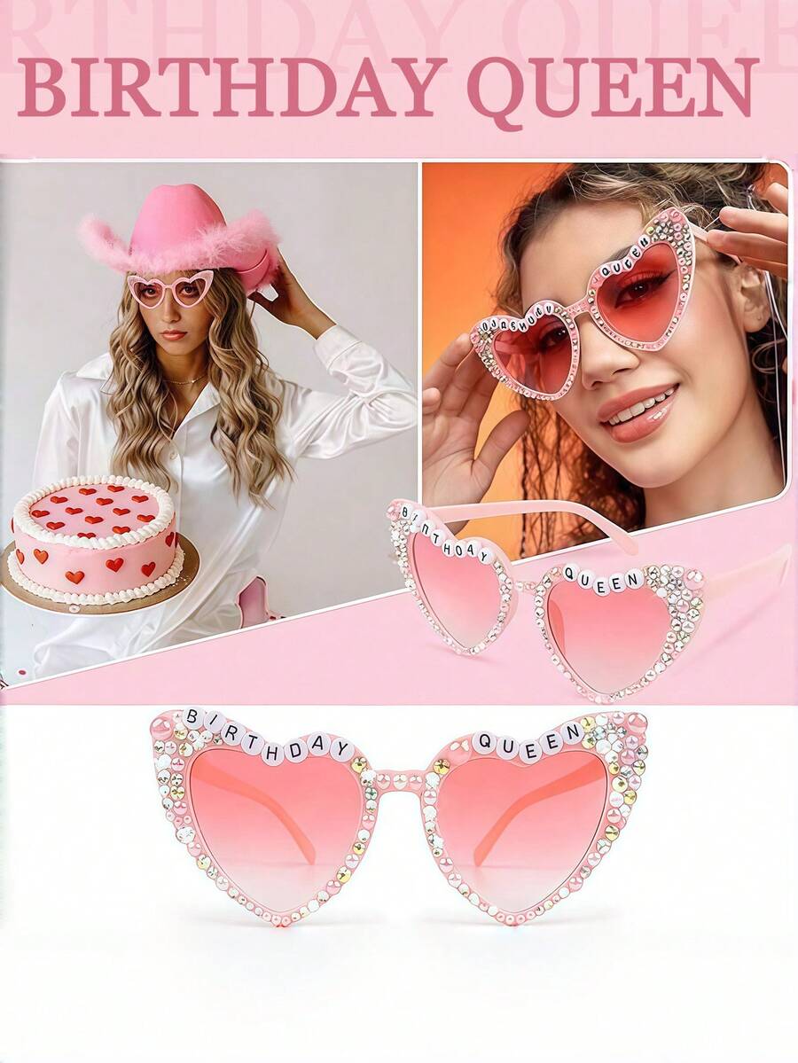 1pc Women's Birthday Glasses - "Birthday Queen" Birthday Glasses, Suitable For Birthday Party Gift Accessories And Party Favors