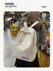 1pc New Large Capacity Minimalist Solid Color Backpack, Lightweight Versatile Casual Daily Bag, Fashionable Student School Bag, Suitable For College Students, Commuting, Business And Daily Travel - Multiple Styles - View 12