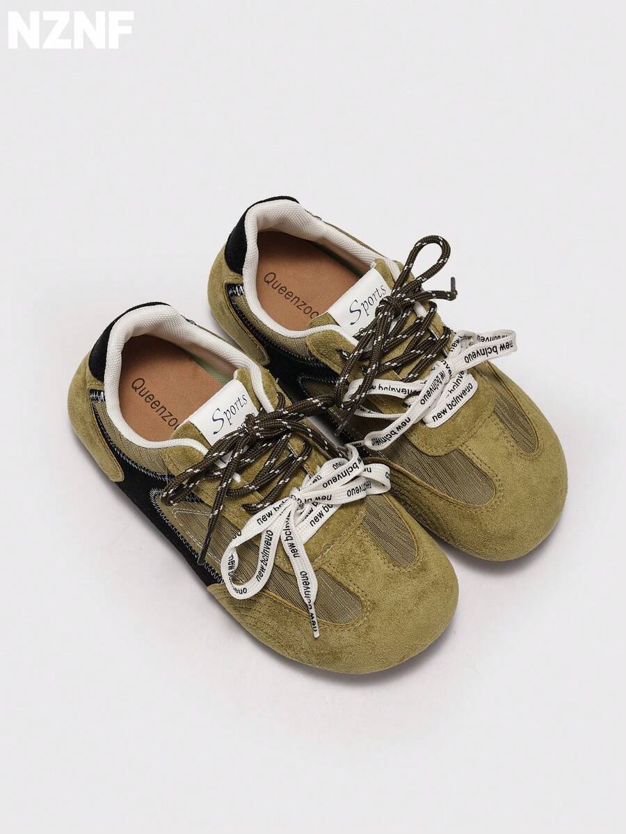 NZNF Premium Flat German Training Shoes For Women, New Autumn Versatile Sports Sneakers To Match Skirts - Green - View 1