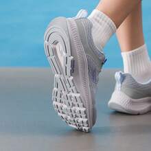 Skechers Women's GO RUN Series Breathable Flyknit Lightweight Non-Slip Cushioned Running Shoes - Light Grey - View 5