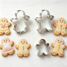 Christmas Cookie Cutters Large 4.5-3.1 Inch, Set | Gingerbread Boy & Girl Shapes, Stainless Steel, Perfect For Winter Holiday Baking - View 4