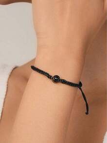 1pc Customized Black & White Woven Couple Bracelet | 4-Color Beads Customized Photo Projection Bracelet | Customized Colorful Photo Bracelet - Photo Bracelet - View 5
