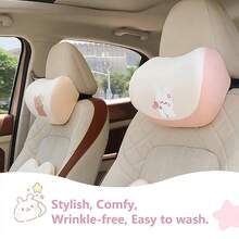 Car Headrest Pillow, Bear & Rabbit, 2PCS | Memory Foam, Neck Support, Auto Headrest Cushion, Comfort And Style - Bear & Rabbit - View 3