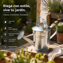 Galvanized Iron Watering Can For Garden And Plants With Detachable Shower Head, Durable Watering Tool For Outdoor And Indoor Use, Available In 2.3L And 5L - A - 查看 2