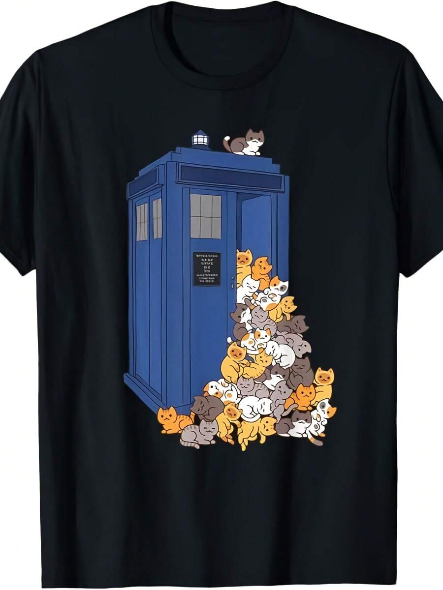 Tardis Funny Cats Vintage Retro Kitten Box T-Shirt - 款式 - 查看 1