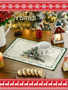 1pc/4pcs/6pcs,Christmas Tree,Pine Tree,Gift Print Table Mat,Rectangular Tablecloth,Washable,Suitable For Family Dinner,Coffee Table,Durable Kitchen And Dining Room Decor,Table Decoration Party And Scene Decoration,Home Decor - Multicolor - View 7