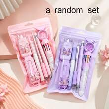 1 Set 7pcs New Dreamy Butterfly Stationery Set, Multi-Functional Learning Supplies, Gift For Students, Classroom Reward Prize - Multicolor - View 12