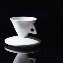 INS Light Luxury Bone China Cone Type ESPRESSO SHOT Cup Ceramic Pyramid Small Black Coffee Mug And Saucer Sets Demitasse Teacup - White - View 7