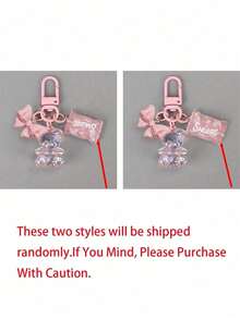 Pink Bear Butterfly Candy Pendant, Heart-Shaped Phone Accessory - Candy Bear Keychain Pendant, Can Be Hung On Bags, Keys - Perfect Gift For Classmates And Friends, Realistic Mini, Minimalist Style, Perfect Wedding And Holiday Gift, Or Can Be Hung On Women's Handbags, Keychains - Multicolor - View 10
