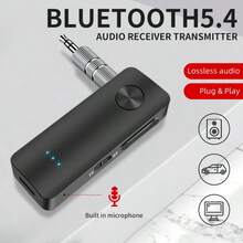 KZ Penerima/Pemancar Audio Bluetooth 5.4 2-in-1, Adaptor Nirkabel Stereo HiFi dengan Port AUX 3.5mm dan Mikrofon, Bebas Genggam untuk Mobil, Pesawat, TV, PC, Speaker - Hitam - View 12