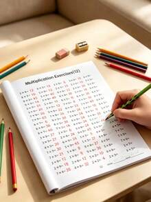 48-Page Multiplication And Division Practice Book, Student Arithmetic Notebook, Math Daily Practice, Suitable For Home And School Learning, Elementary Math Transition, Introductory Math Mental Calculation, Back To School Supplies And School Season Supplies - Multicolor - View 8
