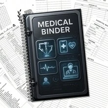 Tech-Style Medical Record Coil Loose-Leaf Notebook, Health Data Management Storage Notepad, Medical Condition & Visit Information Organizer Manual, Family Health Record Registration Book, Personal Health Status Tracking Notebook, Practical Stationery - Style 1 - View 2