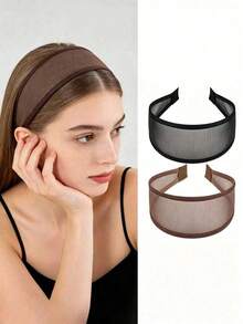 2pcs/1pc Extra Wide Mesh Headband, Lightweight And Breathable, Cool Summer Hair Accessory, Effectively Covers Hairline, Styling Function, Suitable For Home Skincare, Also Essential Fashion Item For Daily Outings, Beach Vacations And Travel. - Multicolor - View 1