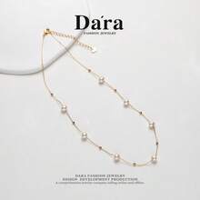 DARA S925 Sterling Silver Starry Sky Pearl Necklace, 6-7mm Freshwater White Pearls, Luxury Gift Box For Women - White - View 5
