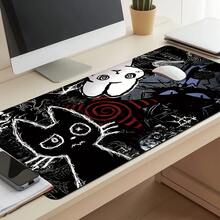 1pc Extended Gaming Mouse Pad & Keyboard Desk Mat, Punk Anime Cat Design, Gothic Cat, Skull, Japanese Manga Art Pattern, Laptop Protective Pad, Desk Mat, Durable Non-Slip Base, High Definition Printing, Dark Aesthetic, XL And XXL Available - View 7