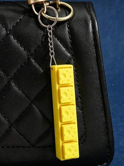 1pc Cheese Block Pendant Charm, Keychain Bag Accessory, Car Key Pendant, Handbag Accessory, Cheese Cube Pendant, Neutral Souvenir, Daily Key Accessory
