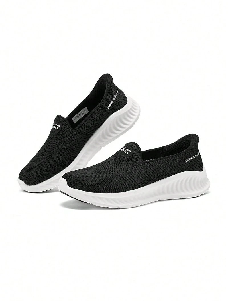 Skechers Women's Slip-Ins Lightweight Cushioned Hands-Free Breathable Mesh Walking Shoes - Black - View 1